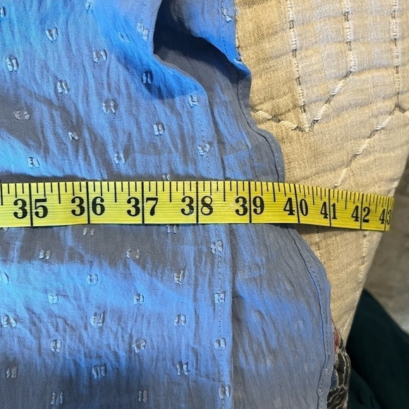 Shein Curve Plus Sz 1XL Blue Gray Swiss Dot Sleeveless Ruffle Dress - Picture 6 of 10